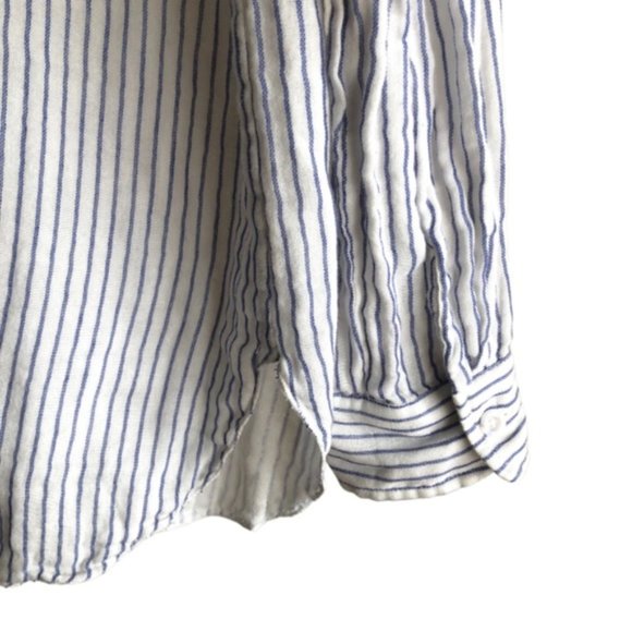 Striped White Button-Up Women's Top - Picture 4 of 12